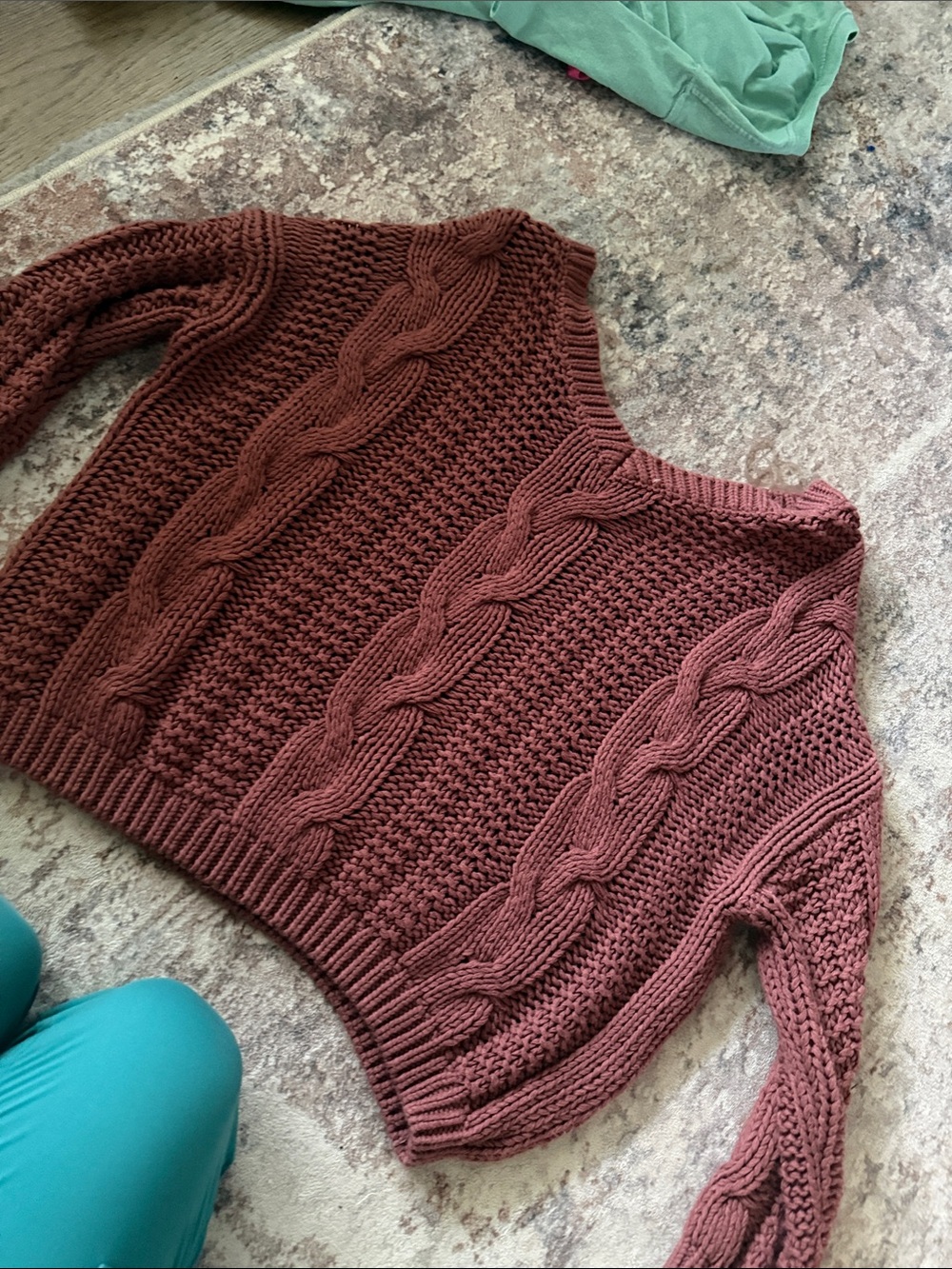 Rue21 Cable Knit Crewneck Sweater in Rust